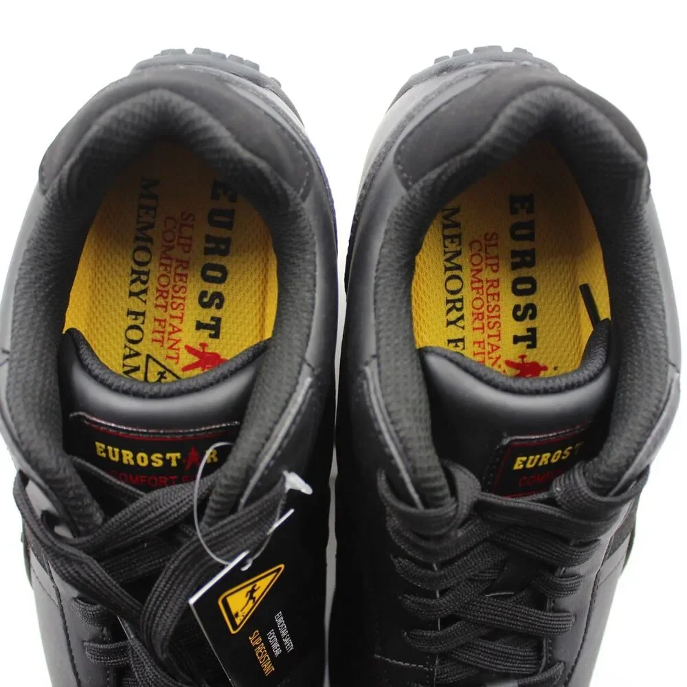 Eurostar Mike SR Comfort Fit Slip Resistant Work Shoes Black Memory Foam Sz 8